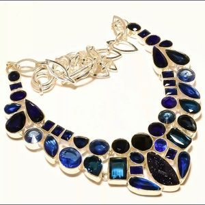 Madgascar Blue Sapphire, Blue Sunstone Necklace